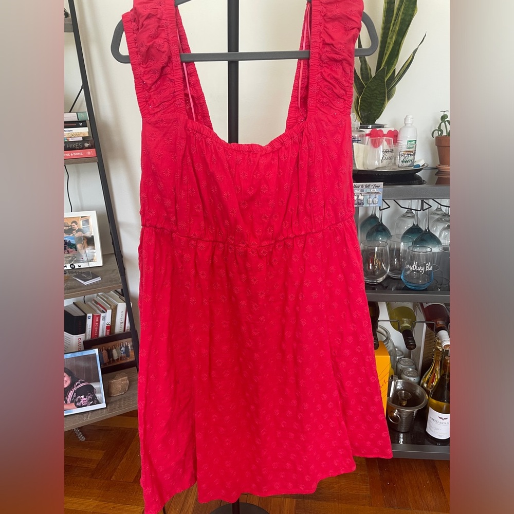 Red floral design dress